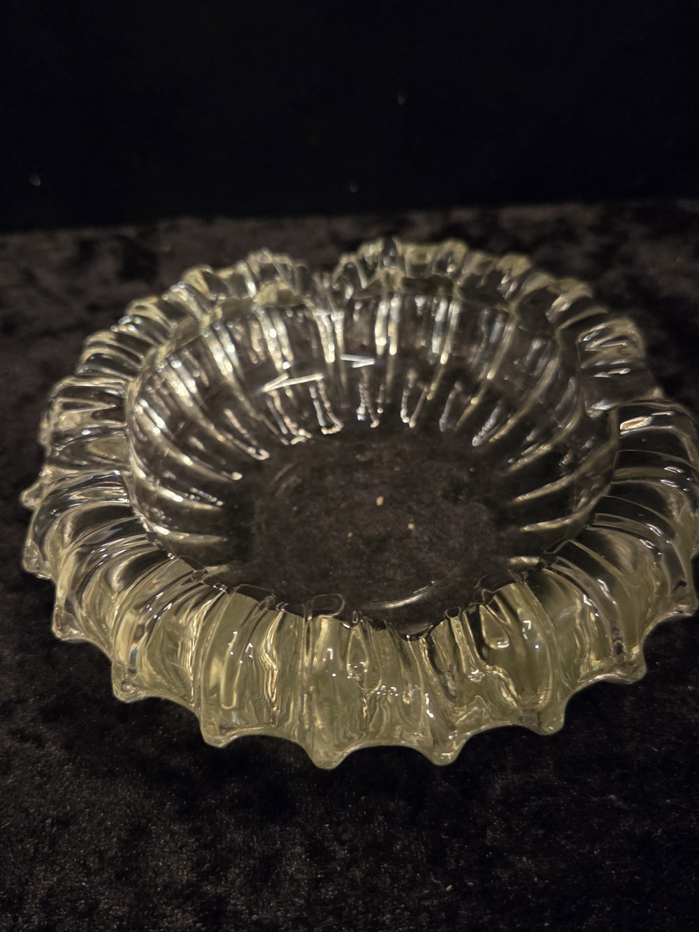 Vintage Blenko CLEAR GLASS ASHTRAY Large 10" Mid-Century Modern Trinket Dish